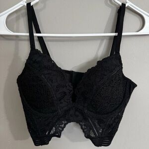Victorias Secret Very Sexy Lined Plunge Bra Top Black 34B Grunge Dancer Festival